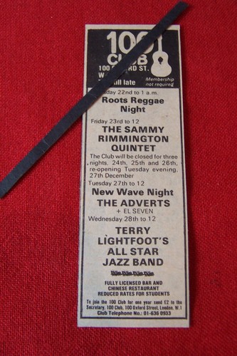 The adverts 100 club - adverts,