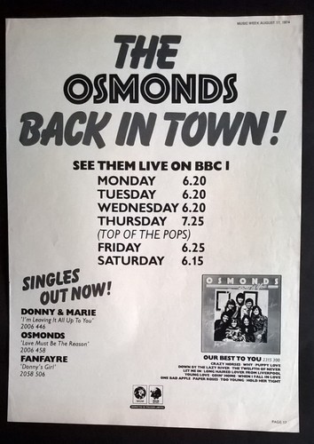The osmonds lp adam - uk, &